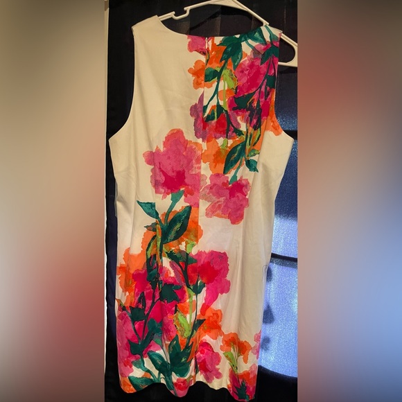 London Times Vibrant Floral Midi Dress - Pink and Orange - Picture 3 of 3